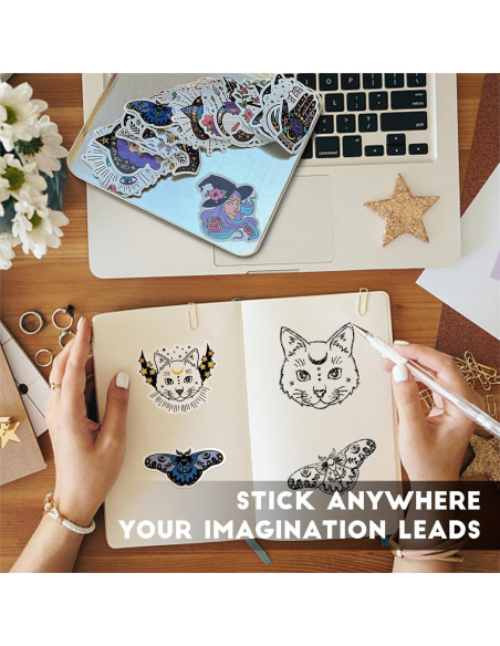 Calcomanías de Brujas MiStar 64 Piezas Vinilo Impermeable