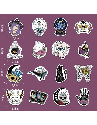 Calcomanías de Brujas MiStar 64 Piezas Vinilo Impermeable