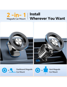 Soporte Magnético para Coche Kaistyle Magsafe 360 Negro 2