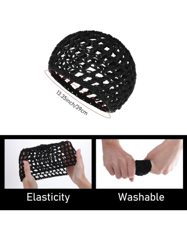 2 Pcs Red de Cabello Snoods Negro para Dormir y Ducha