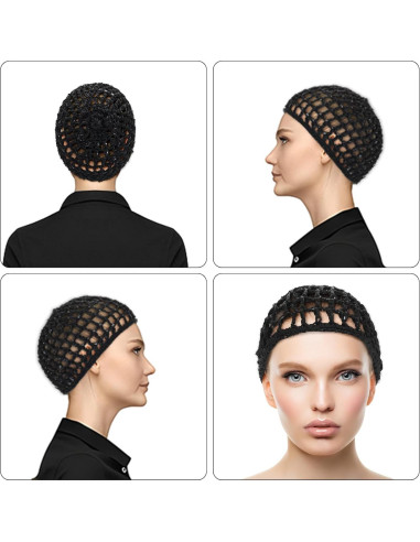 2 Pcs Red de Cabello Snoods Negro para Dormir y Ducha