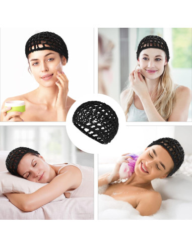 2 Pcs Red de Cabello Snoods Negro para Dormir y Ducha