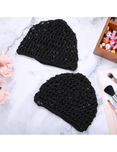 2 Pcs Red de Cabello Snoods Negro para Dormir y Ducha