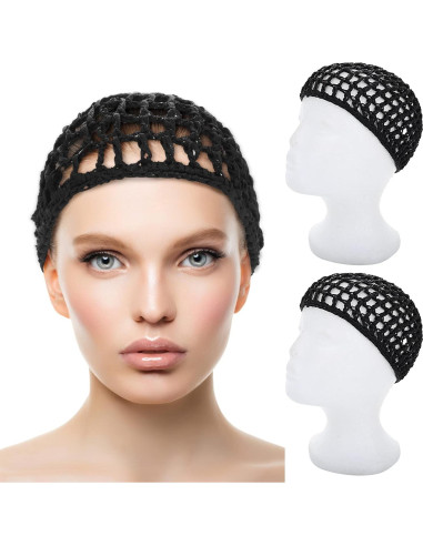 2 Pcs Red de Cabello Snoods Negro para Dormir y Ducha