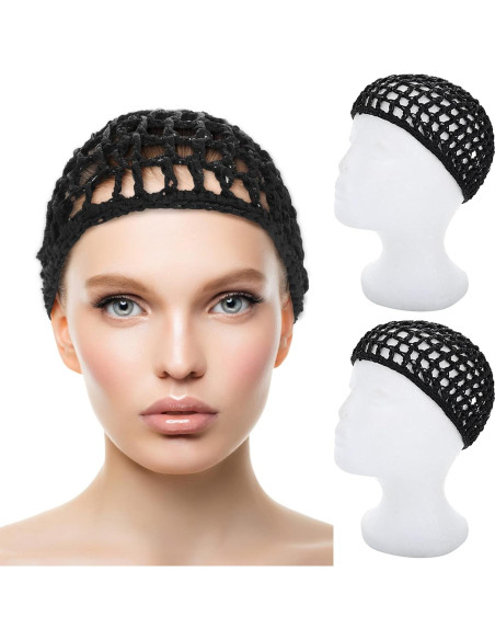 2 Pcs Red de Cabello Snoods Negro para Dormir y Ducha