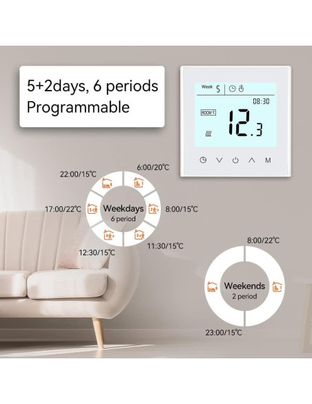 Termostato WiFi Programable MincoHome Control Táctil 240V