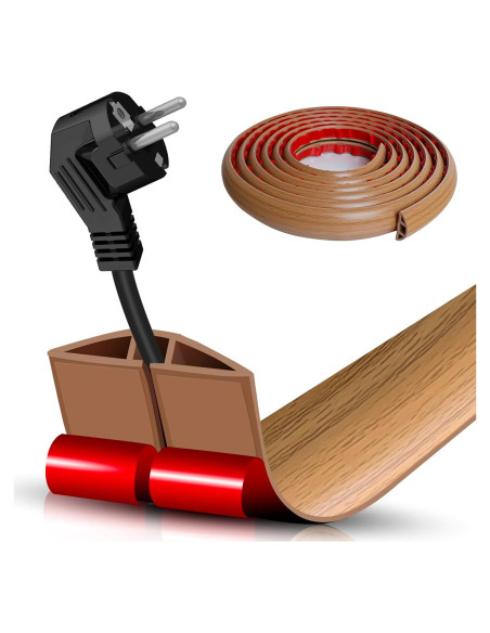 Cubierta de cable de piso autoadhesiva DBHXXMB 3,05 m madera marrón