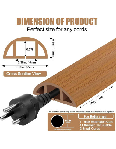Cubierta de cable de piso autoadhesiva DBHXXMB 3,05 m madera marrón