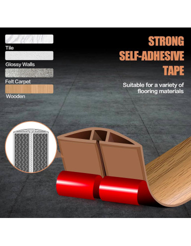 Cubierta de cable de piso autoadhesiva DBHXXMB 3,05 m madera marrón