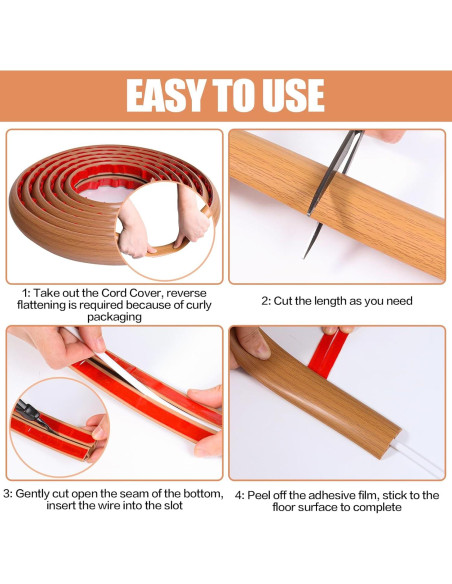 Cubierta de cable de piso autoadhesiva DBHXXMB 3,05 m madera marrón