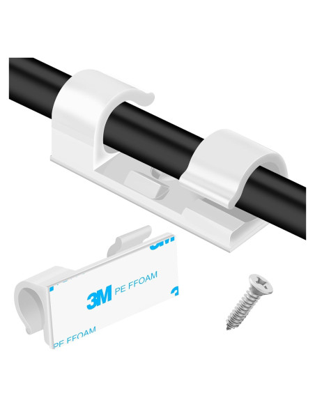 Clips de Cable Autoadhesivos XHF 50pcs Medianos Blancos