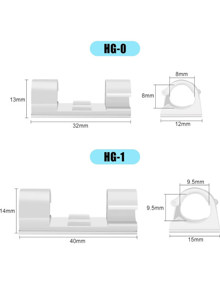 Clips de Cable Autoadhesivos XHF 50pcs Medianos Blancos