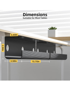 Yecaye Bandeja de Gestión de Cables 80 cm Negro 2