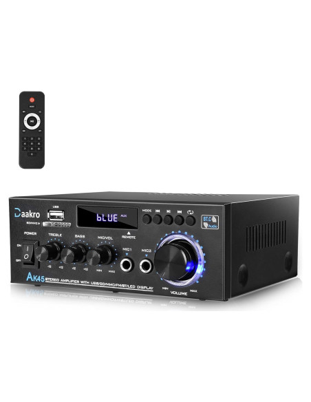 Amplificador de Audio Estéreo Daakro AK45 300W Bluetooth 5.0