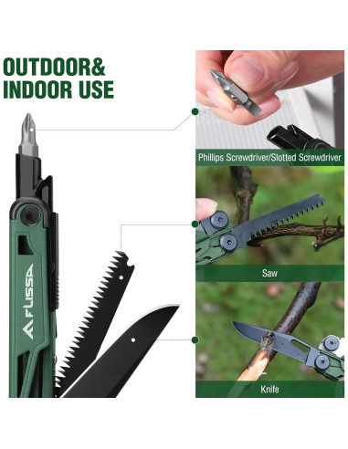 Multiherramienta FLISSA 15-en-1 Acero Inoxidable Verde