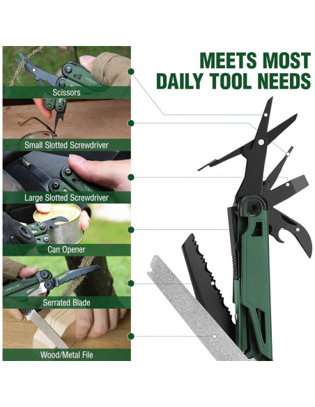 Multiherramienta FLISSA 15-en-1 Acero Inoxidable Verde