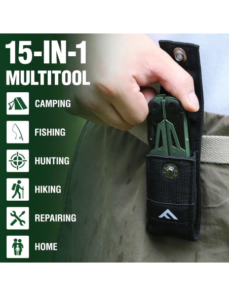 Multiherramienta FLISSA 15-en-1 Acero Inoxidable Verde