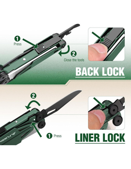 Multiherramienta FLISSA 15-en-1 Acero Inoxidable Verde