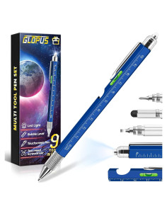 Bolígrafo Multiherramienta GLOPUS 9 en 1 Azul
