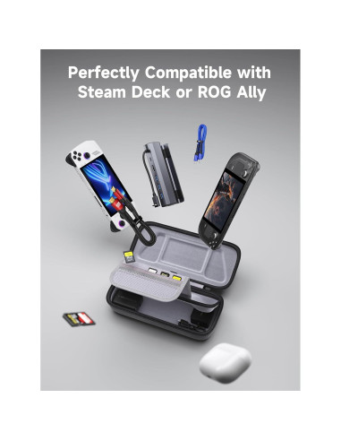Funda JSAUX para Steam Deck y ROG Ally con Almacenamiento