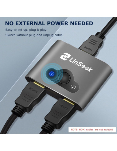 Conmutador HDMI 8K LinSeek 2 en 1 Salida Gris Espacial