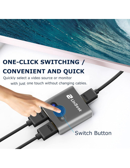 Conmutador HDMI 8K LinSeek 2 en 1 Salida Gris Espacial