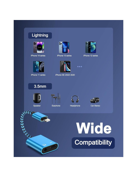 Adaptador 2-en-1 Lightning a 3.5mm + Carga para iPhone