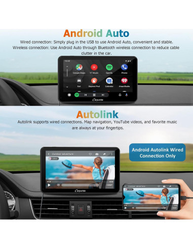 Carpuride Estéreo 7" HD Bluetooth con Carplay y GPS