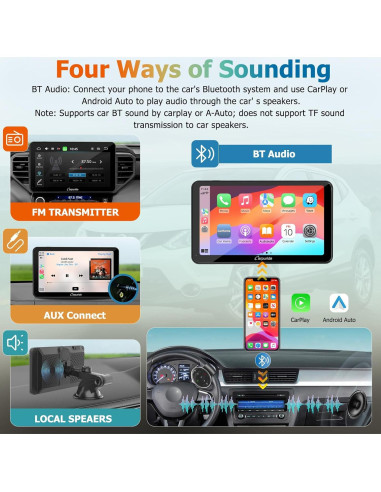 Carpuride Estéreo 7" HD Bluetooth con Carplay y GPS