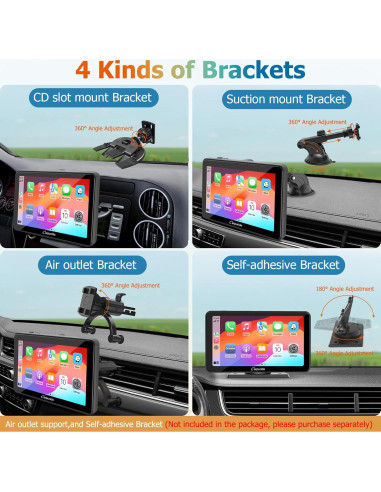 Carpuride Estéreo 7" HD Bluetooth con Carplay y GPS