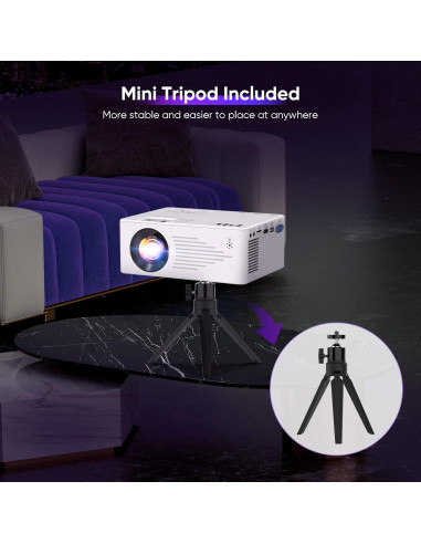 Proyector Mini TMY V78 Full HD 1080P con WiFi y Trípode