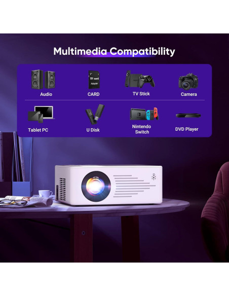 Proyector Mini TMY V78 Full HD 1080P con WiFi y Trípode