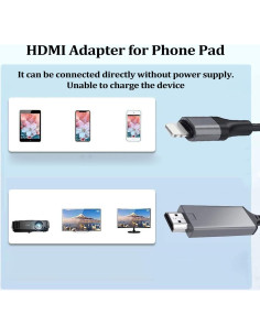 Adaptador HDMI Lightning a HDMI FORETOO 2M 1080p iOS 11 2