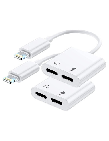 Adaptador Auriculares 2PACK Apple MFi Audio+Carga iPhone