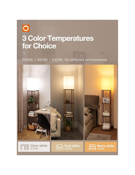 Lámpara de Pie addlon 4 Niveles con Bombilla LED 3CCT - Marrón