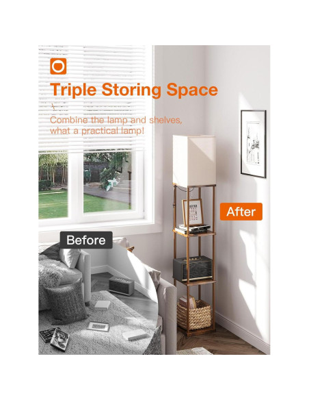 Lámpara de Pie addlon 4 Niveles con Bombilla LED 3CCT - Marrón