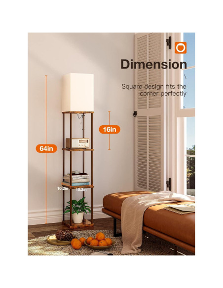 Lámpara de Pie addlon 4 Niveles con Bombilla LED 3CCT - Marrón