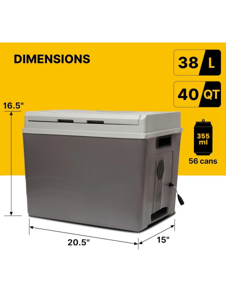 Koolatron Enfriador 12V 38L Termoeléctrico Portátil Gris
