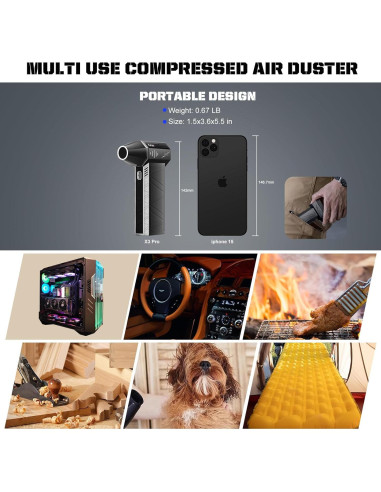 Soplador de Aire Eléctrico Uzi X3 Pro 4 Velocidades 0.32 kg