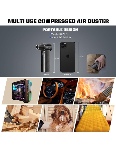 Soplador de Aire Eléctrico Uzi X3 Pro 4 Velocidades 0.32 kg