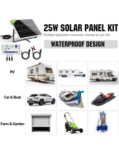 Kit Solar Off Grid ECO-WORTHY 25W 12V Panel y Controlador 2