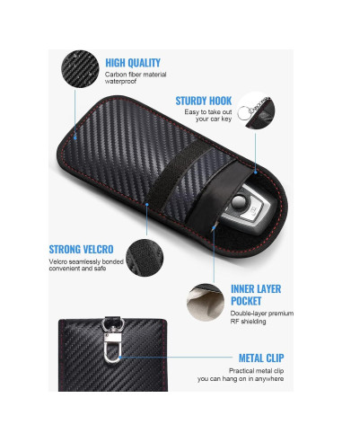 Bolsa Faraday Lanpard para Llave - 2 Paquetes, Doble Capa