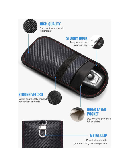 Bolsa Faraday Lanpard para Llave - 2 Paquetes, Doble Capa