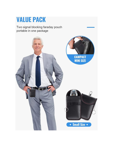 Bolsa Faraday Lanpard para Llave - 2 Paquetes, Doble Capa