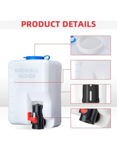 KEMIMOTO Kit de Botella Limpiaparabrisas 1L 12V Universal