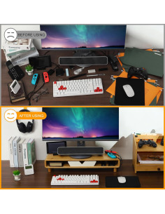 Soporte para Monitor Homerays de Bambú con Cajón Ergonómico 2