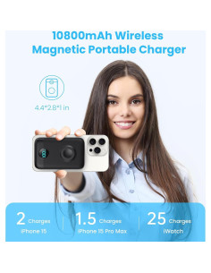 Cargador Portátil Magnético 10800mAh para iPhone y Apple Watch 2