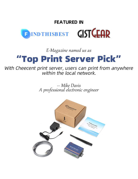 Servidor de Impresión Inalámbrico CHEECENT CR202 2 Puertos USB