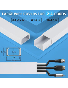 Cubierta de Cables ZhiYo 114,3 cm Blanca para 4 Cables 2