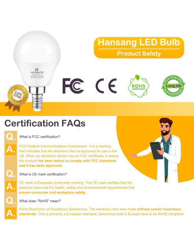 Bombillas LED Hansang E12 6W 600LM Blanco Cálido 2700K